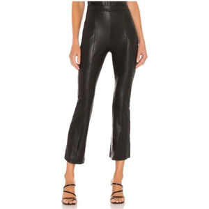 NWOT Amanda Uprichard Faux Leather Flare Pants Black Casual High Waist Medium